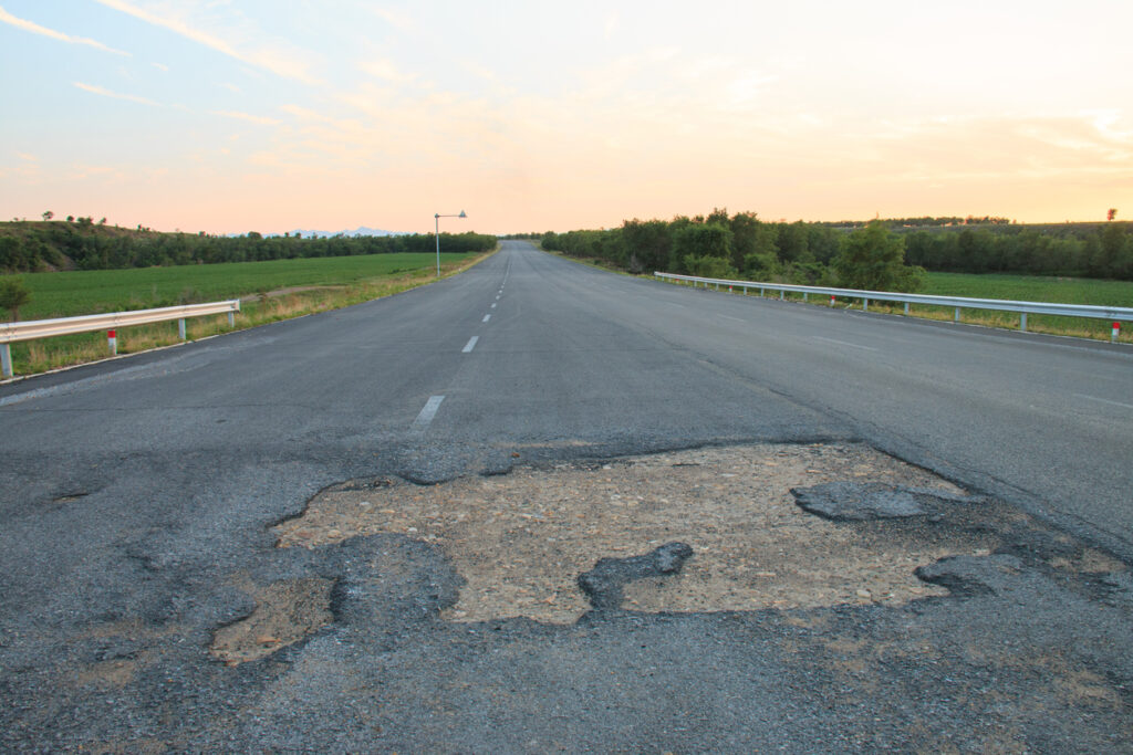 Damaged rural road