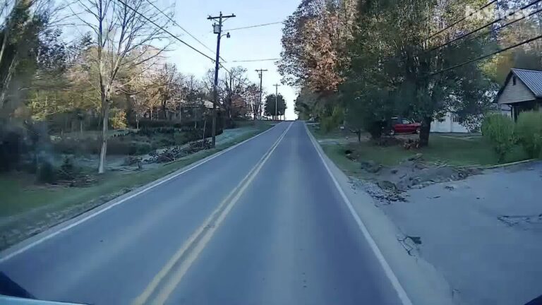 Image of a road in North Carolina in 2024 after Hurricane Helene