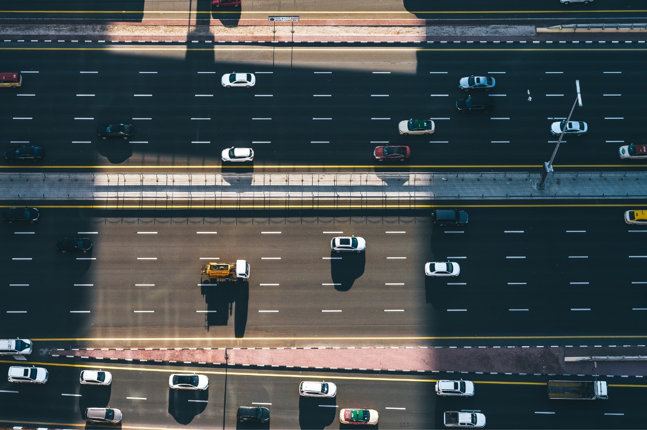 Highway Performance Monitoring System - A national highway showing different types of vehicles